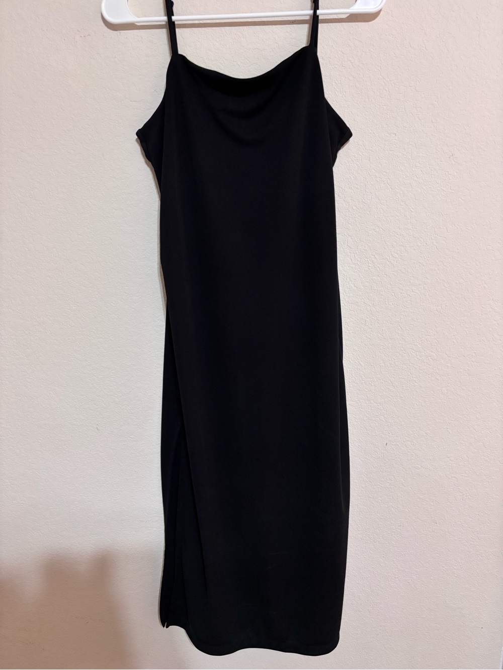 H&M Black Slip Midi Dress with Thin Straps